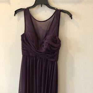 David’s Bridal Long Mesh Dress w Illusion Neckline